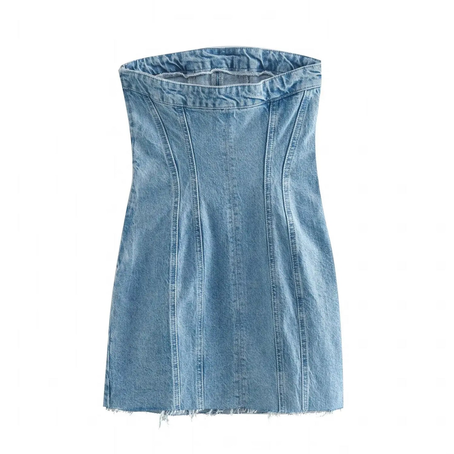 Nlzgmsj Sexy Blue Denim Sheath Mini Party Dress Women Y2K Street Style Jeans Tube Backless Bodycon Dress Fashion 2024 Vestidos