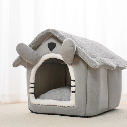 1PC Gray Detachable Cat House Semi-Enclosed Four-Season Universal Pet Nest Small Pet Shelter Washable Pet Supplies