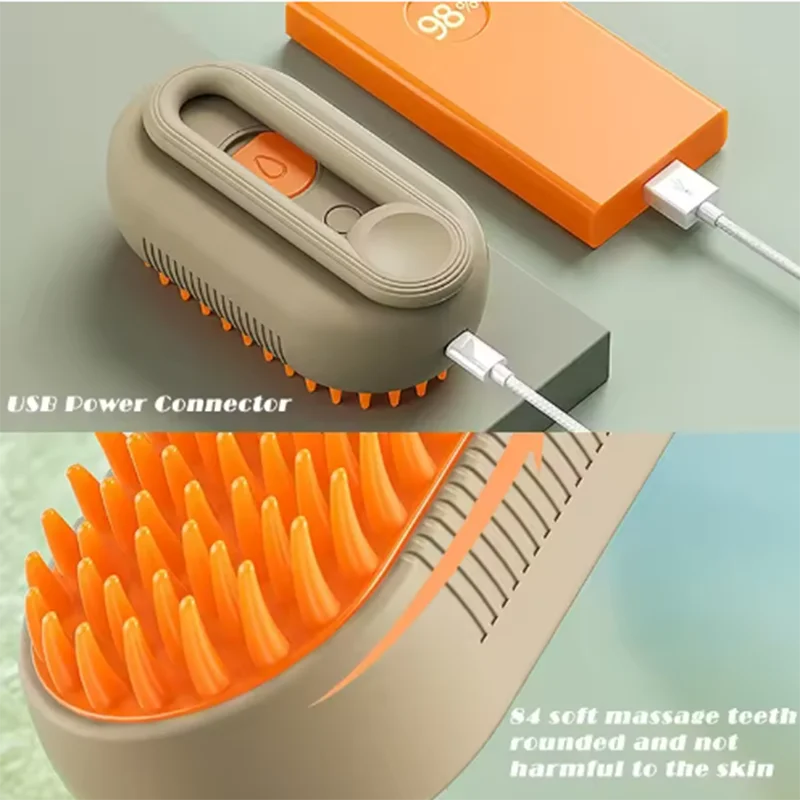 Hot Cat Dog Pet Spray Massage Brush One Button Steam Spray Folding Rotatable Floating Hair Bath Hair Removal Brush Comb