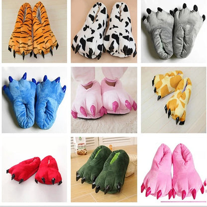 Winter Animal Slippers - Soft Plush Dinosaur Claw Home Slippers