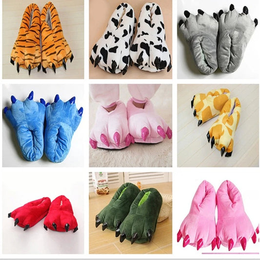 Winter Animal Slippers - Soft Plush Dinosaur Claw Home Slippers