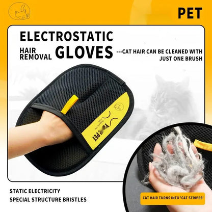 Electrostatic Pet Hair Removal Glove - Two-Way Brush for Dogs & Cats
