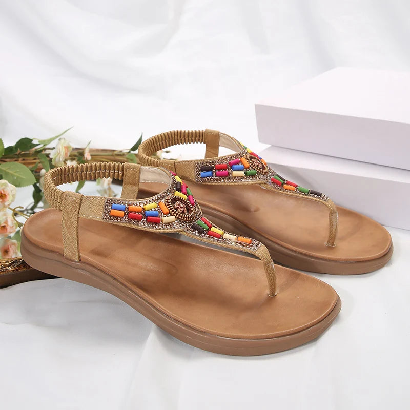 Bohemian Flat Sandals - Clip Toe Gladiator Summer Beach Shoes