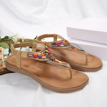 Bohemian Flat Sandals - Clip Toe Gladiator Summer Beach Shoes