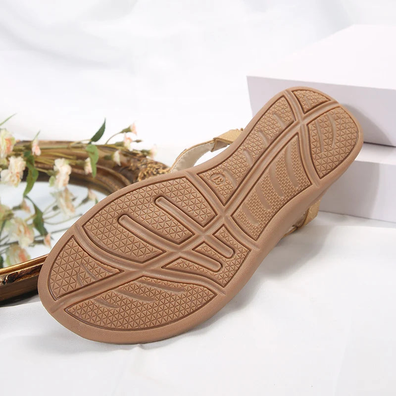 Bohemian Flat Sandals - Clip Toe Gladiator Summer Beach Shoes