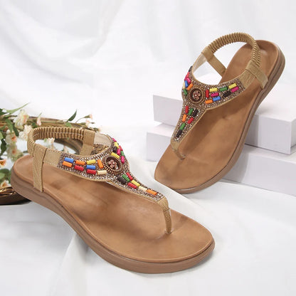 Bohemian Flat Sandals - Clip Toe Gladiator Summer Beach Shoes