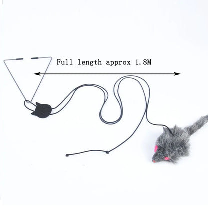 Hanging door mouse teasing cat stick elastic clip door swing hanging jumping toy cat relief pet supplies