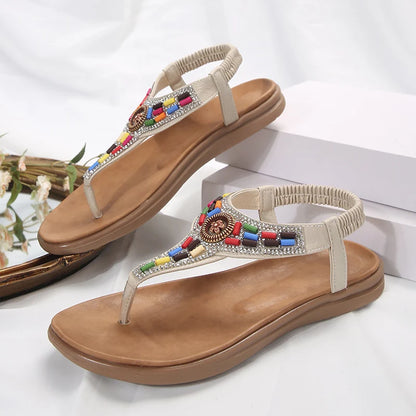 Bohemian Flat Sandals - Clip Toe Gladiator Summer Beach Shoes