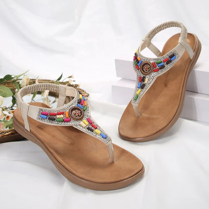 Bohemian Flat Sandals - Clip Toe Gladiator Summer Beach Shoes