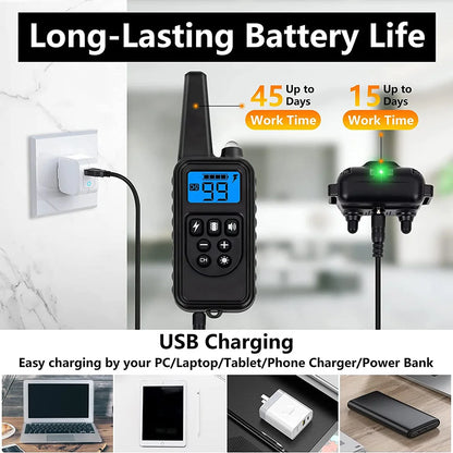 800m Digital Dog Training Collar Waterproof Rechargeable Remote Control Pet with LCD Display for All Size Shock Vibration Sound