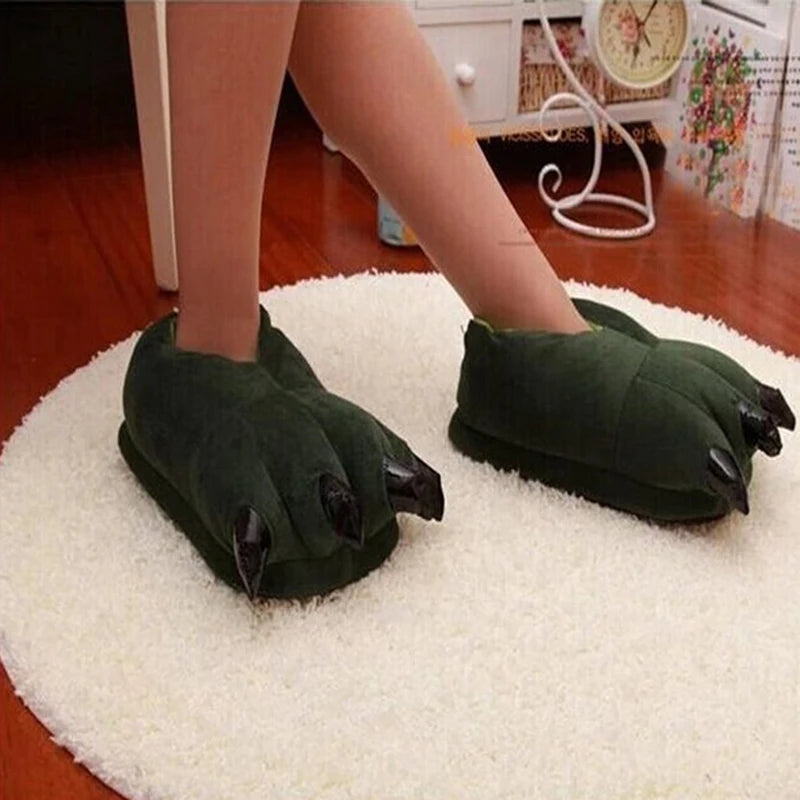 Winter Animal Slippers - Soft Plush Dinosaur Claw Home Slippers