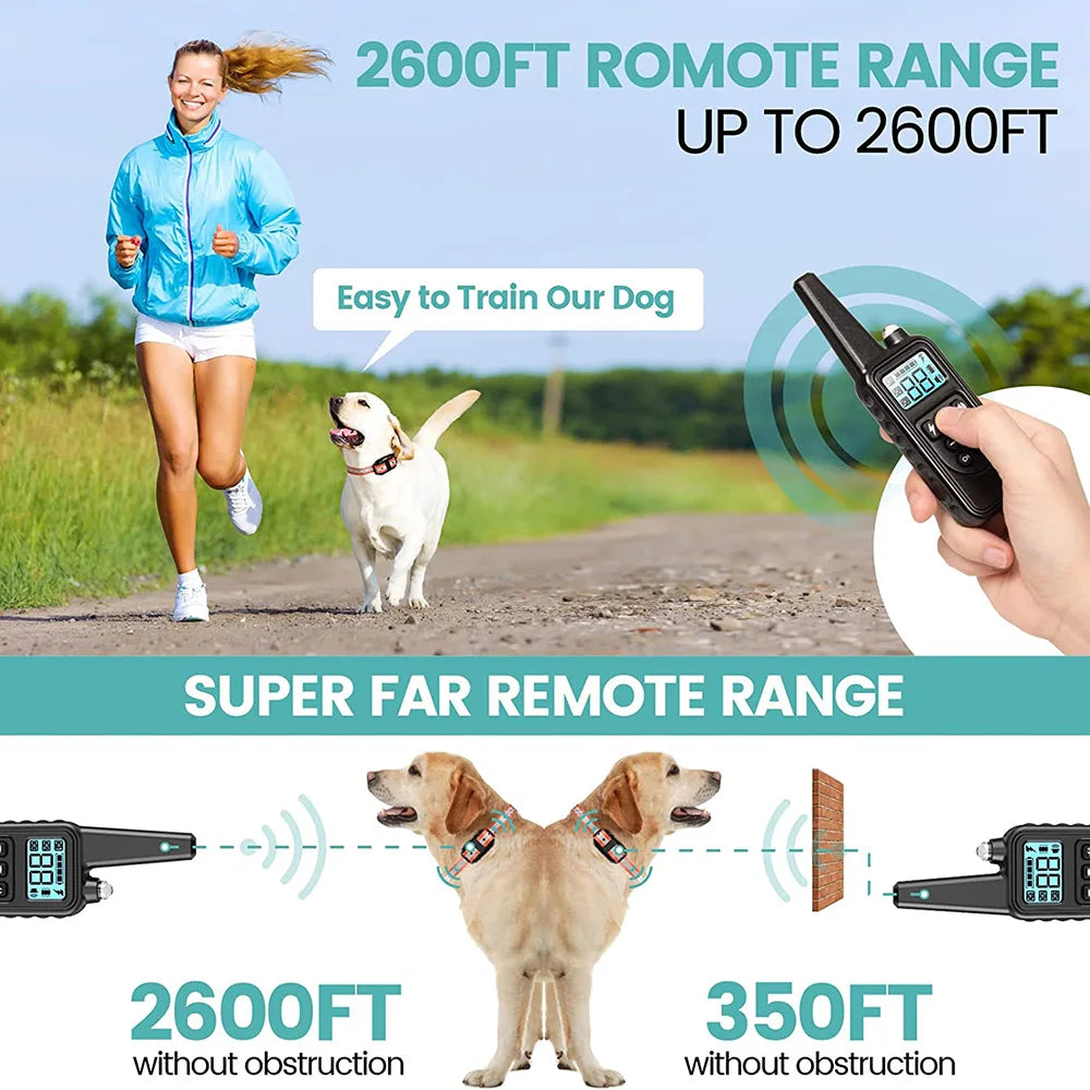 800m Digital Dog Training Collar Waterproof Rechargeable Remote Control Pet with LCD Display for All Size Shock Vibration Sound