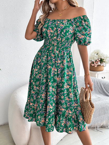 Lady Print Dress Fashion Short Sleeve Pullover Dresses For Women Casual High Waist Loose Holiday Beach Dresses Robe Summer New