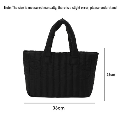 Large Capacity Cotton Tote Bag - Elegant Nylon Handbag for Women
