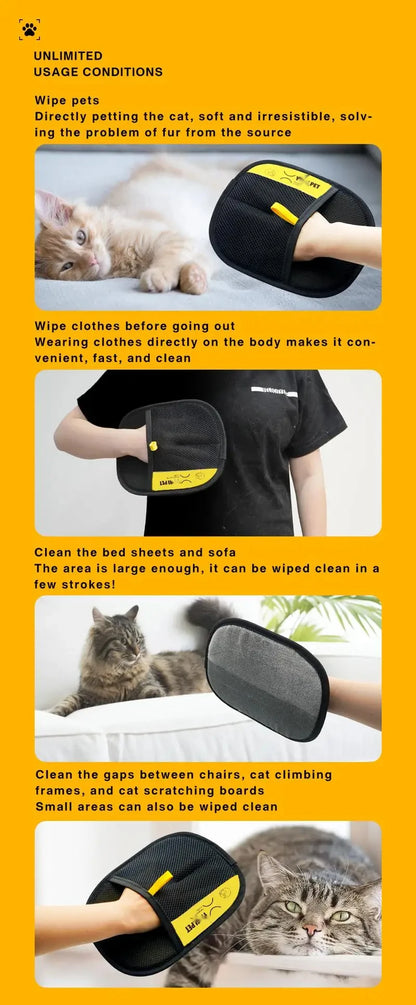 Electrostatic Pet Hair Removal Glove - Two-Way Brush for Dogs & Cats