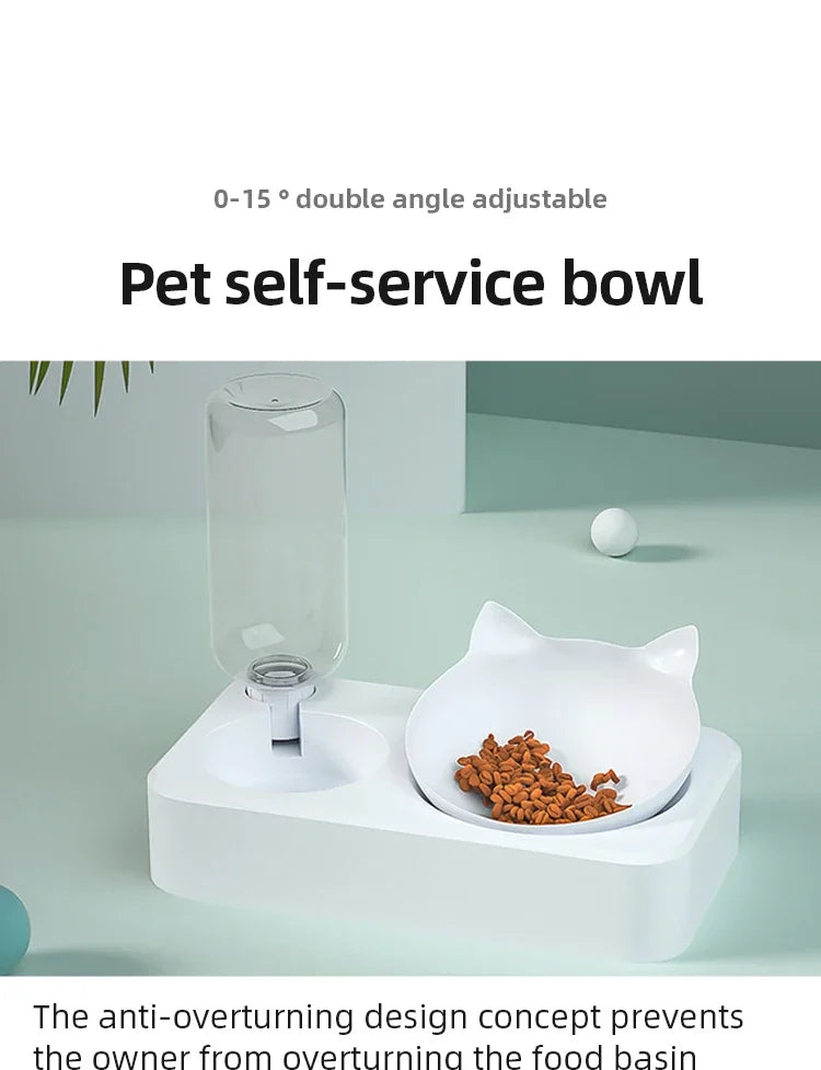 New Pet Bowl 15 Degrees Tilt to Protect Cervical Vertebrae Dog Food Bowl Automatic Drinking Feeder Pet Feeding Supplies