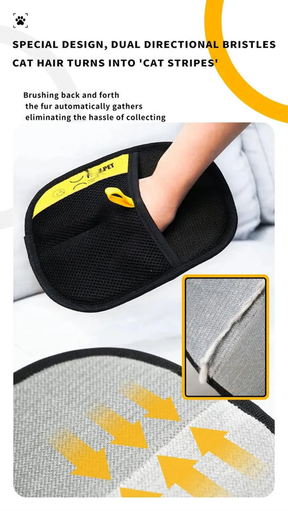 Electrostatic Pet Hair Removal Glove - Two-Way Brush for Dogs & Cats