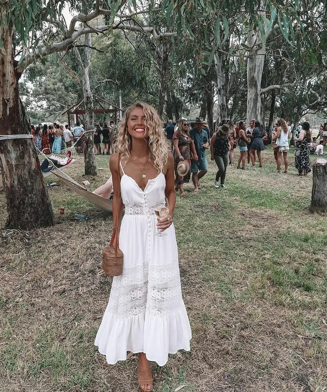 Summer Boho Long Dress Women Sleeveless Lace Pleated Beach White Dress for Evening Party Casual Dresses Vestidos Fashion