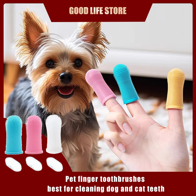 Pet Finger Toothbrush Set - Dog & Cat Dental Care Kit for Small Pets