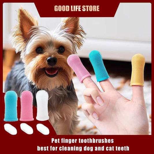 Pet Finger Toothbrush Set - Dog & Cat Dental Care Kit for Small Pets