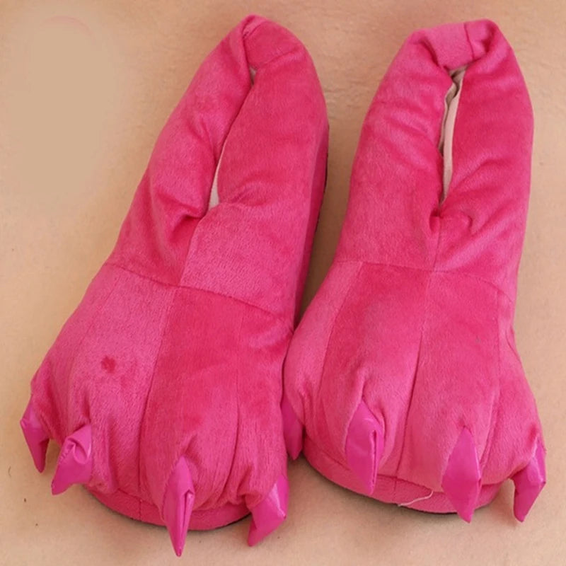 Winter Animal Slippers - Soft Plush Dinosaur Claw Home Slippers