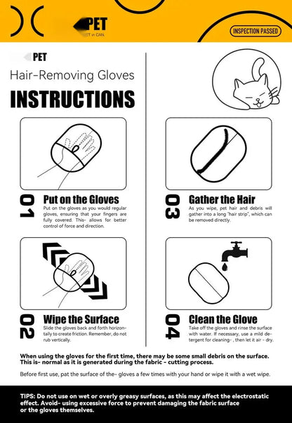 Electrostatic Pet Hair Removal Glove - Two-Way Brush for Dogs & Cats