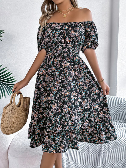 Lady Print Dress Fashion Short Sleeve Pullover Dresses For Women Casual High Waist Loose Holiday Beach Dresses Robe Summer New