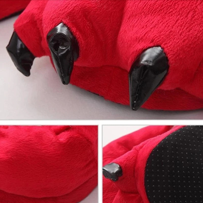 Winter Animal Slippers - Soft Plush Dinosaur Claw Home Slippers
