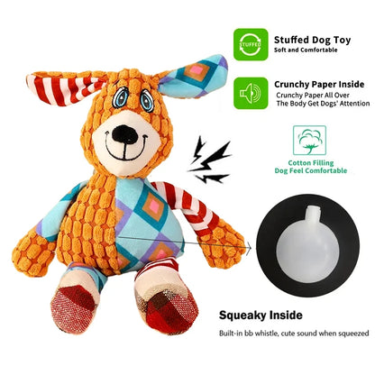 Interactive Squeaky Pet Plush Toy - Bite Resistant Dog & Cat Chew Toy