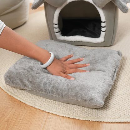 1PC Gray Detachable Cat House Semi-Enclosed Four-Season Universal Pet Nest Small Pet Shelter Washable Pet Supplies