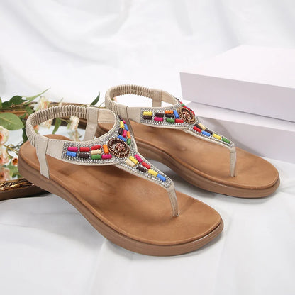 Bohemian Flat Sandals - Clip Toe Gladiator Summer Beach Shoes