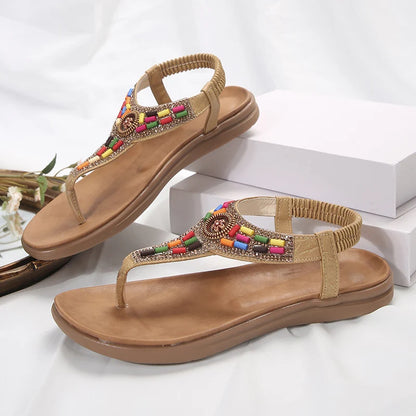 Bohemian Flat Sandals - Clip Toe Gladiator Summer Beach Shoes