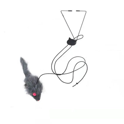 Hanging door mouse teasing cat stick elastic clip door swing hanging jumping toy cat relief pet supplies