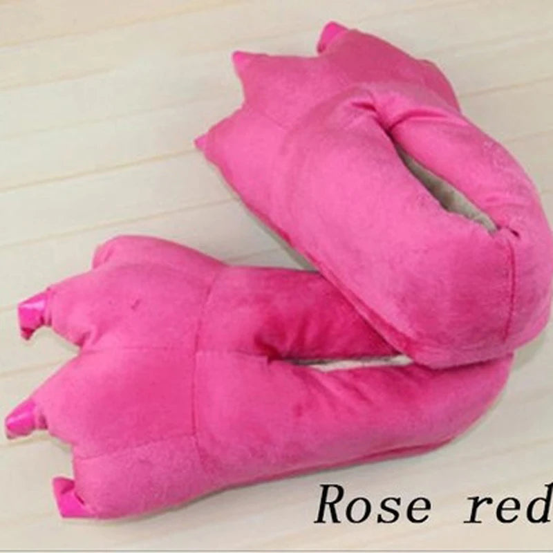 Winter Animal Slippers - Soft Plush Dinosaur Claw Home Slippers
